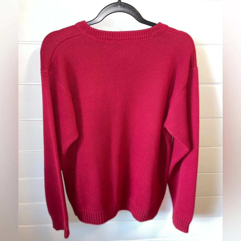 Vintage 90’s Tommy Hilfiger Red Sweater Mens L Large Pullover‎ 100% Cotton Knit